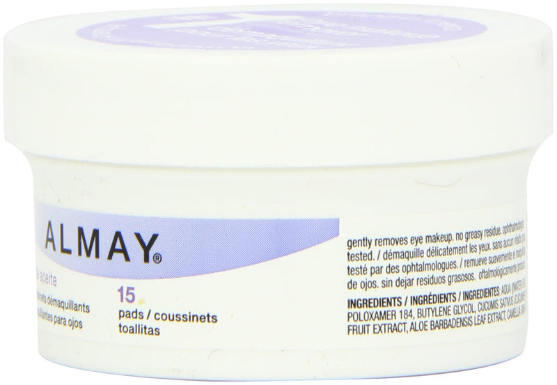 [Australia] - Almay Oil Free Eye Makeup Remover Pads, 15 Count in 1 box 15 Count (Pack of 1) 