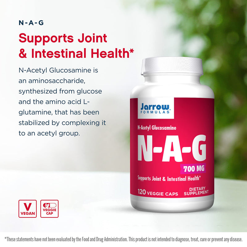 [Australia] - Jarrow Formulas N-A-G 700 mg - 120 Veggie Caps - N-Acetyl Glucosamine - Versatile Form of Glucosamine - Supports Joint & Intestinal Health - Up to 120 Servings 120 Count (Pack of 1) 