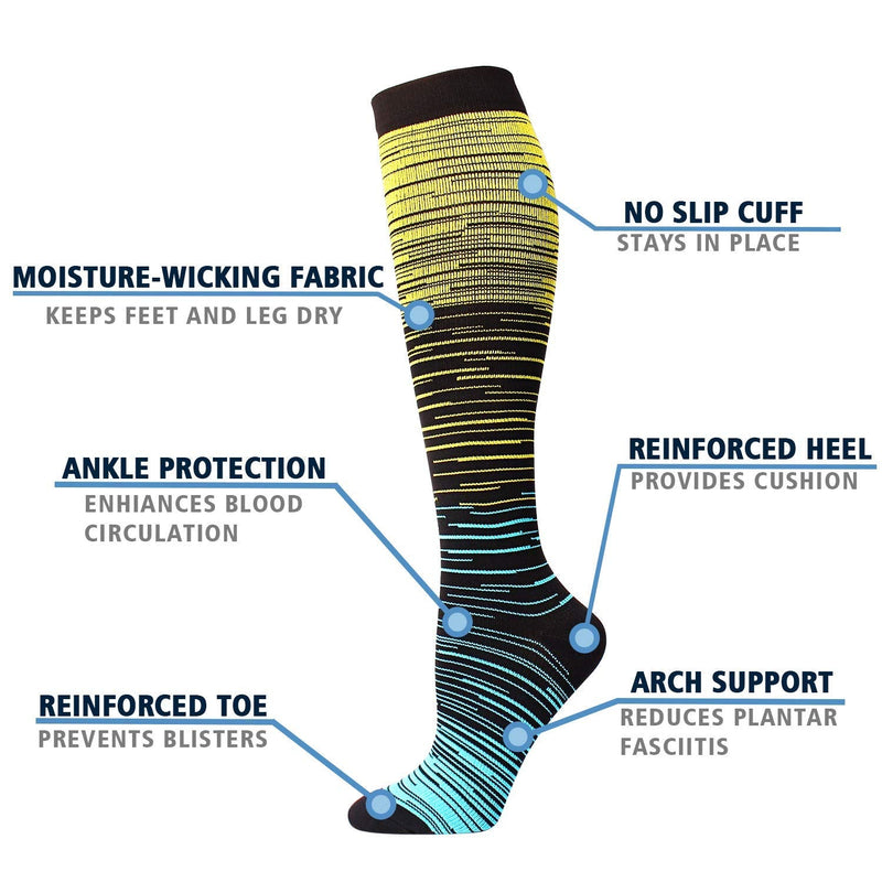 [Australia] - 5 Pairs Compression Socks for Men Women 15-20 mmHg Medical Support for Running Nurses Flight Pregnancy Circulation Athletic Socks (Multicoloured S/M) Multicoloured S/M 