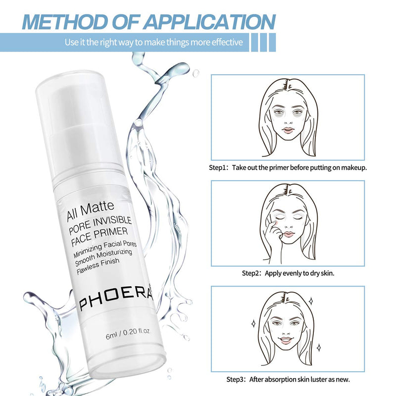 [Australia] - PHOERA Face Primer, Pore Primer Under Foundation, Oil-control Long Lasting Makeup Foundation Primer, Oil-free Makeup Base for All Skin Types (6 ml) 6 ml (Pack of 1) 
