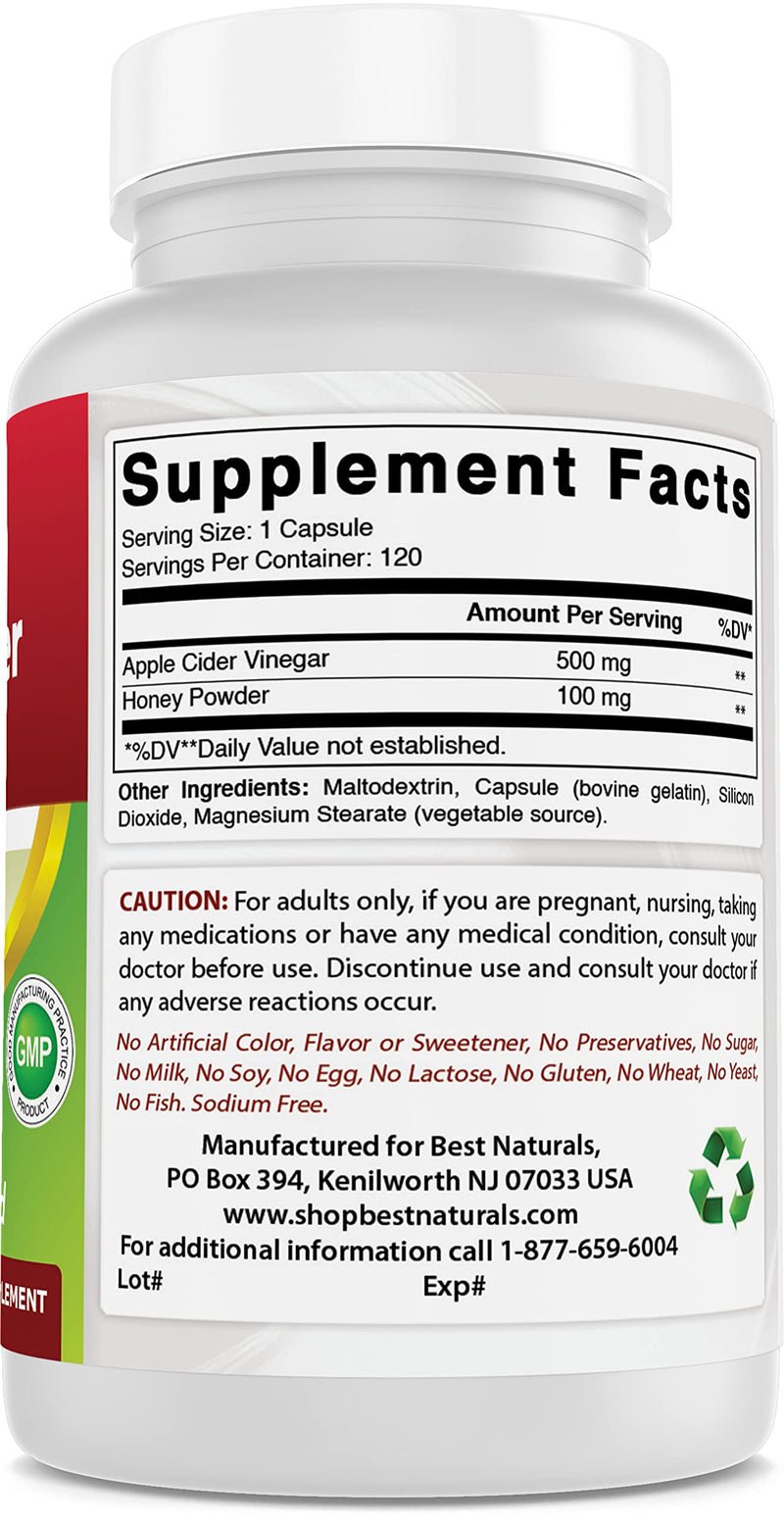 [Australia] - Best Naturals Apple Cider Vinegar Plus 500 Mg 120 Capsules 