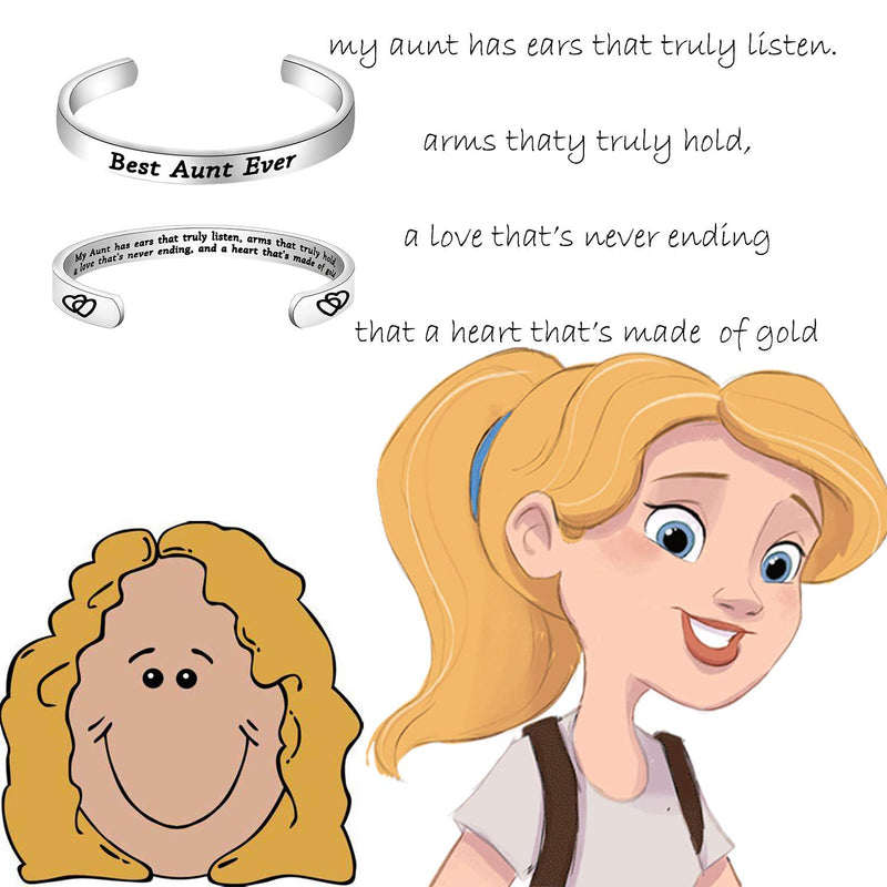 [Australia] - MAOFAED Aunt Gift Best Aunt Ever Keychain Gift for Special Aunt Auntie Gift Niece and Nephew Gift for Aunt My aunt has ears Cuff 