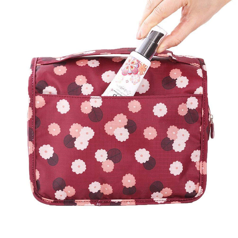 [Australia] - Axgo Multifunctional Cosmetic Portable Travel Folding Make up Toiletry Bags with Hook, Red 