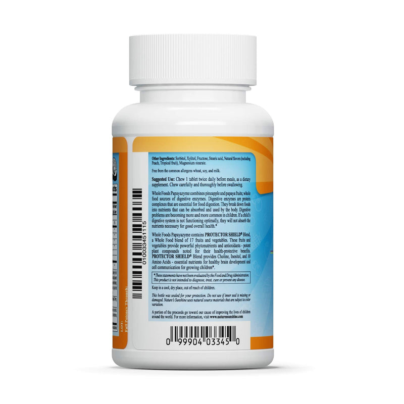 [Australia] - Nature's Sunshine, Sunshine Heroes Whole Foods Papayazyme 90 Chewable Tablets 