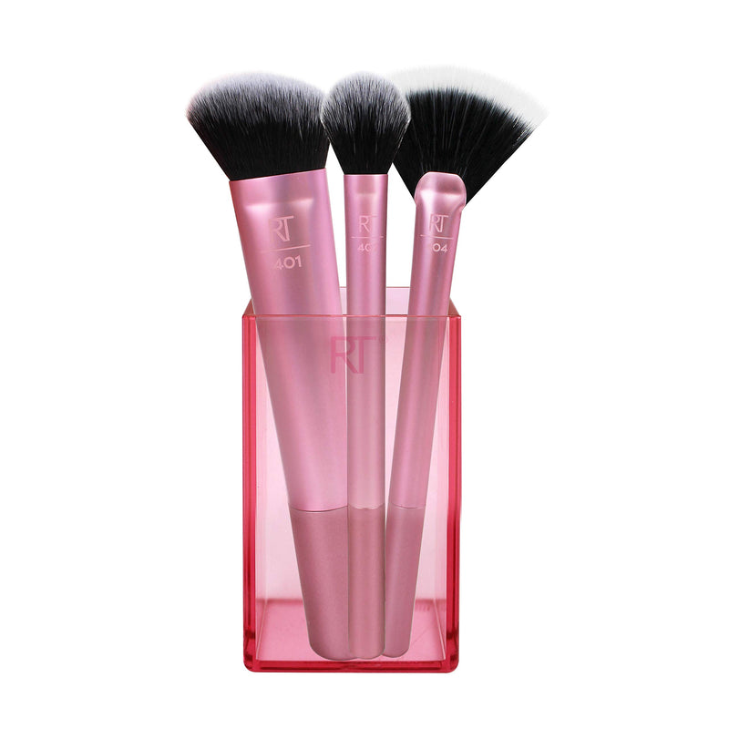 [Australia] - Real Techniques Cruelty Free Sculpting Set, Includes: Sculpting Brush, Fan Brush, Setting Brush & Brush Cup, Synthetic Bristles 