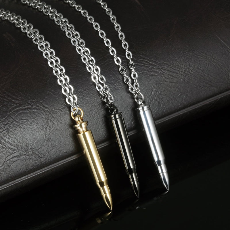 [Australia] - FCZDQ Bullet Ashes Necklace Holder Memorial Keepsake Stainless Steel Urn Pendant Necklace Cremation Jewelry Gold 