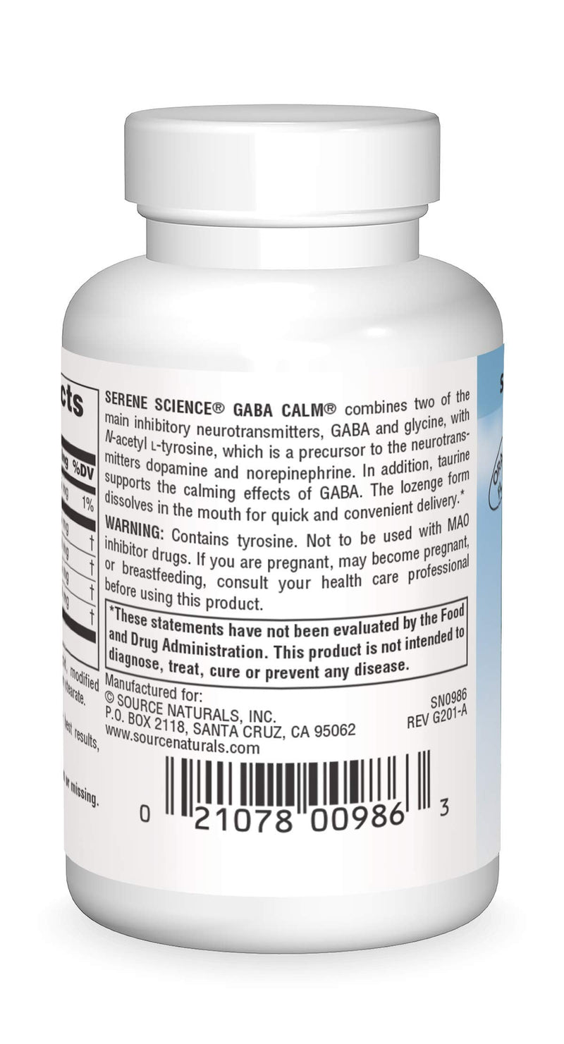 [Australia] - Source Naturals Serene Science, GABA Calm - Supports A Calming Mood, Quick Dissolving Orange Flavor - 30 Lozenges 