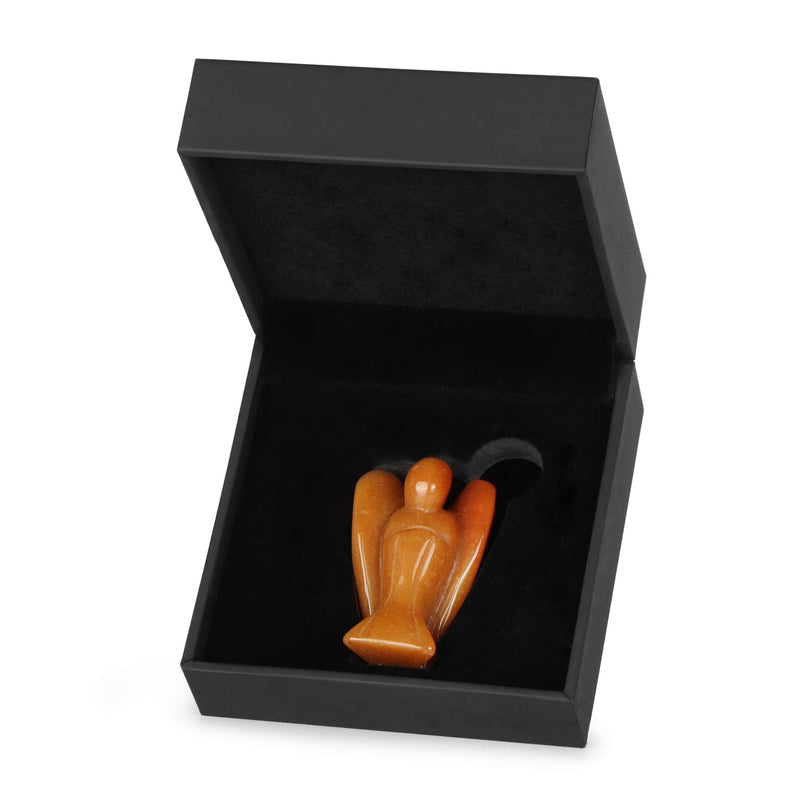[Australia] - Artistone 2" Red Aventurine Crystal Angel Figurines Carved Pocket Guardian Angel Statue Reiki Healing Stone for Bedroom Living Room Car Office 