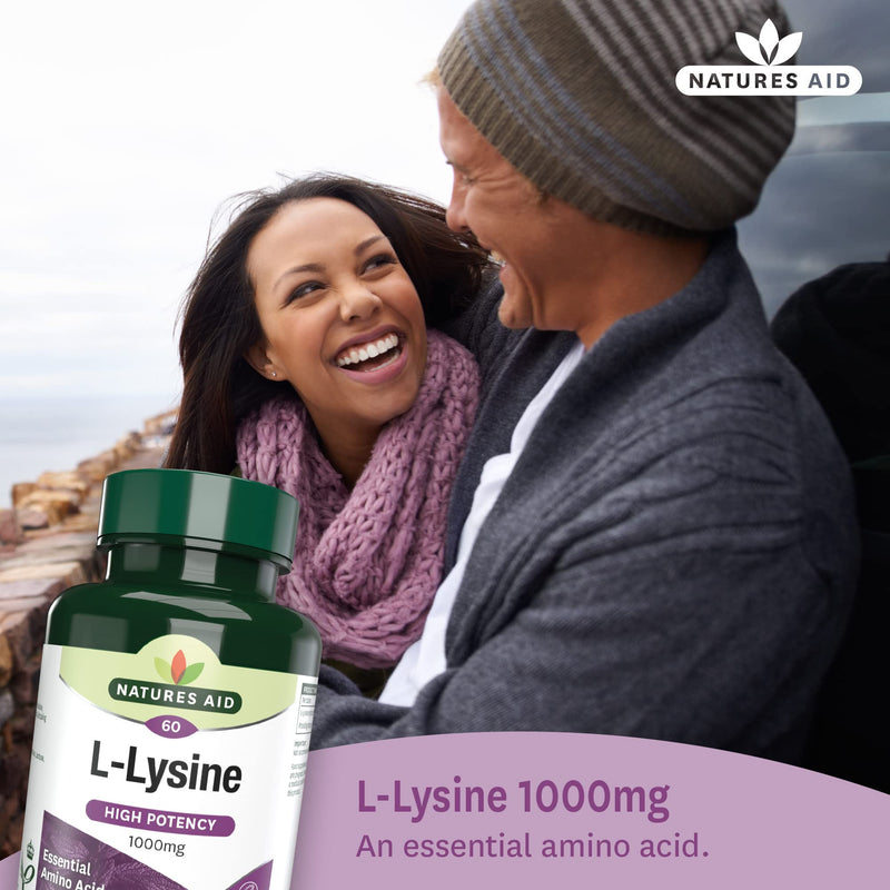 [Australia] - Natures Aid L-Lysine 1000 mg, High Potency Essential Amino Acid, Vegan, 60 Tablets 