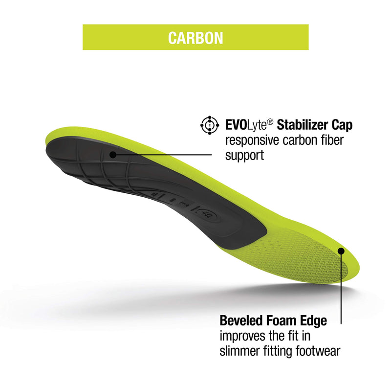 [Australia] - Superfeet Carbon Shoe Inserts Thin Orthotic Inserts & Athletic Running Insoles, Unisex 11.5-13 Men / 12.5-14 Women 