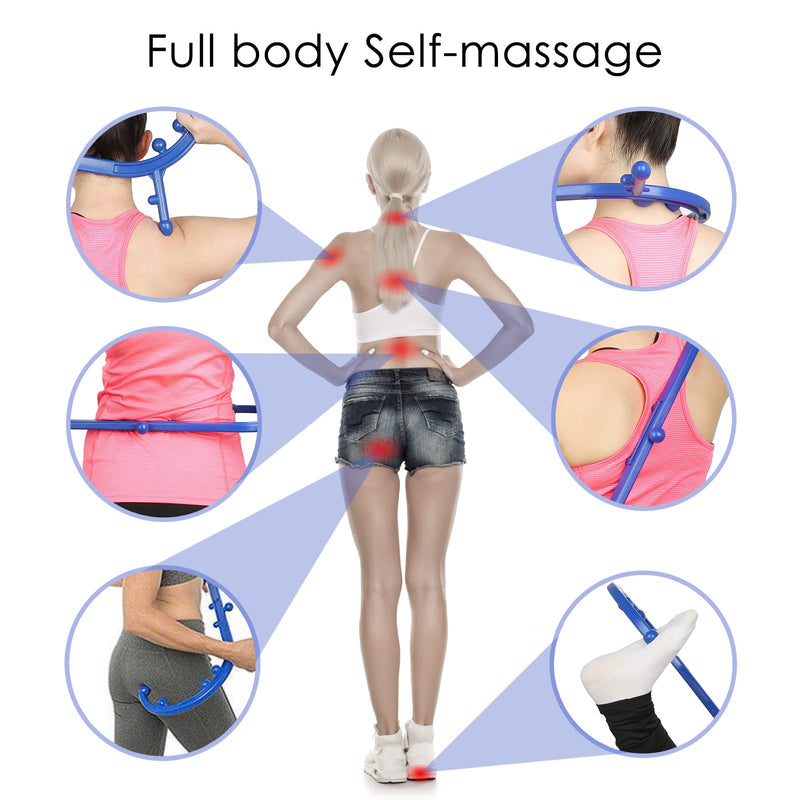 [Australia] - Trigger Point Massager,Therapy Cozy Massage Tool for Self Lower Back Massage, Neck Massage, Shoulder Massage, Myofascial Release - Deep Muscle Self Massage Hook (Blue) 