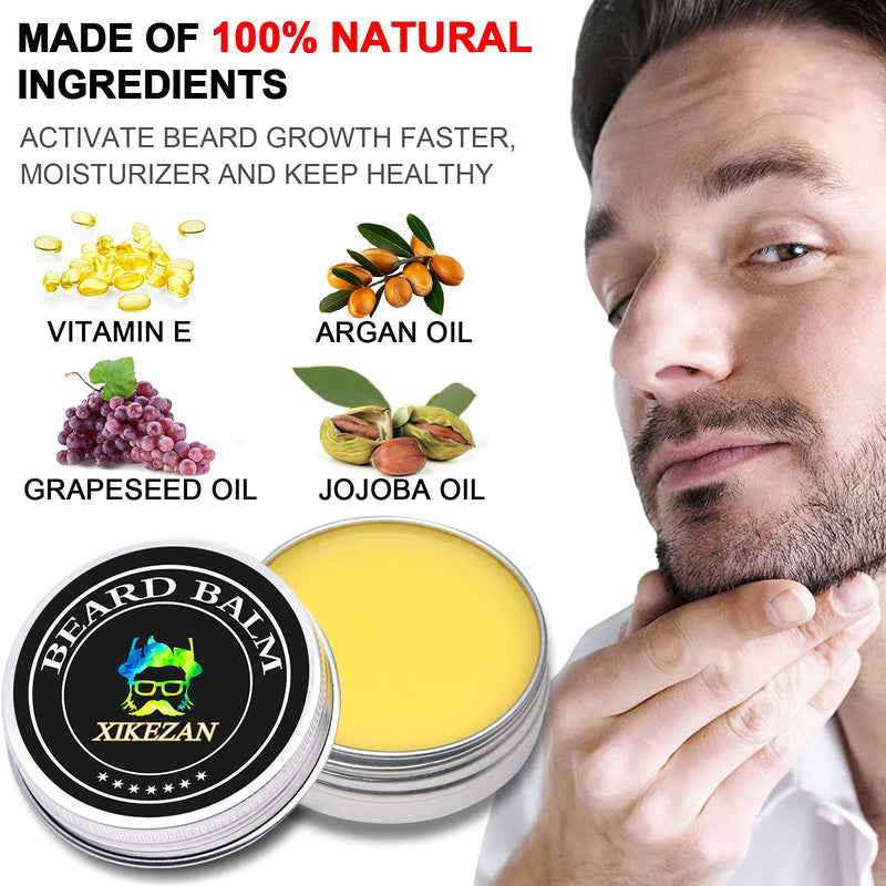 [Australia] - Beard Growth Kit,w/Beard Roller,Beard Growth Oil,Beard Balm,Beard Growth Serum,Comb,Brush,Scissor,Bag,EBook,Beard Care Grooming Kit Christmas Tech Gifts Stocking Fillers Gifts for Men Him Husband Dad 