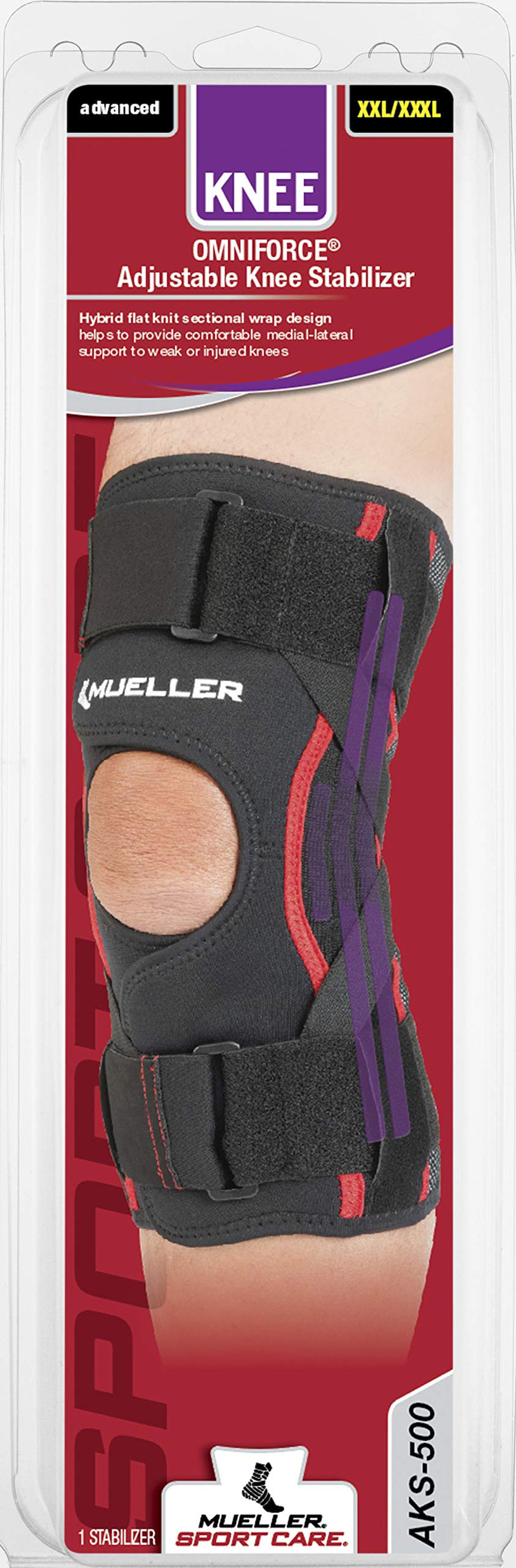 [Australia] - Mueller OmniForce Adjustable Knee Support AKS-500, For Men and Women, Black, L/XL 