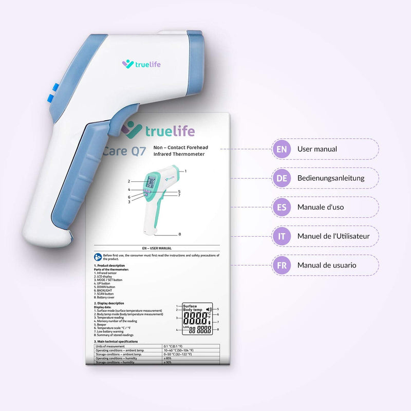 [Australia] - Truelife Digital Body Temperature Checker Medical Thermometer NHS Approved UK CE, RoHS, ISO, SUKL New Technology of Infrared Beam Deviation of ± 0,2 °C 