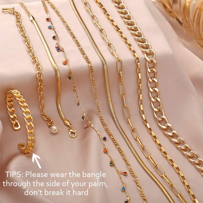 [Australia] - 17 MILE Gold Chain Necklace and Bracelet Sets for Women Girls Dainty Link Paperclip Choker Jewelry 