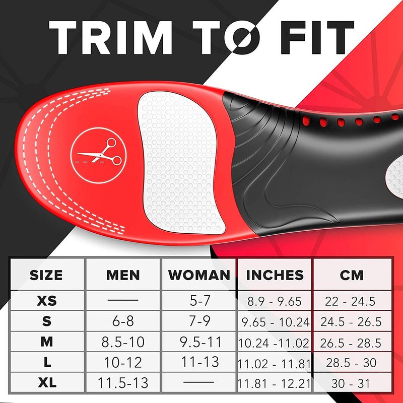 [Australia] - Plantar Fasciitis Arch Support Insoles for Men and Women Shoe Inserts - Orthotic Inserts - Flat Feet Foot - Running Athletic Gel Shoe Insoles - Orthotic Insoles for Arch Pain High Arch - Boot Insoles Black (XS) W 5-7 