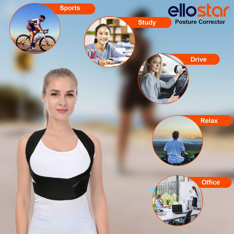[Australia] - ellostar Back Brace Posture Corrector for Women and Men, Lumbar Shoulder and Back Straightener Posture Improvement Pain Relief (Large) Lower Chest 33 -39 Inch Large 