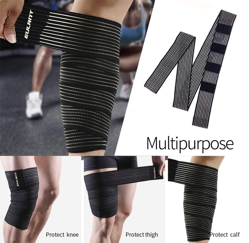 [Australia] - ONTYZZ Knee Bandage Elbow Support Calf 1 Pair High Elastic Thigh Compression Wrap Wrist Bandage Ankle Brace for Sport Gym Running Squat Workout Black/180cm 