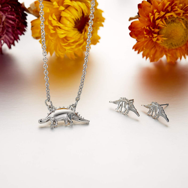 [Australia] - Christmas Dinosaur Jewelry Set, 3 Pieces Dinosaur Pendant Necklace and 3 Pairs Dinosaur Earrings 