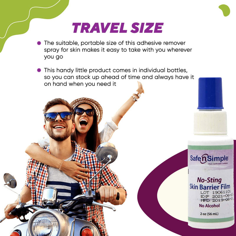 [Australia] - Safe n' Simple No Sting Barrier Film Spray, Odor-Free Pre Tape Spray, No-Alcohol Skin Prep Spray, 2 Ounce Spray Bottle, (SNS80792) 