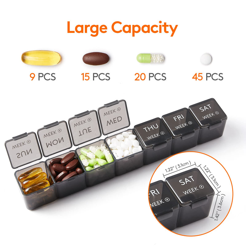 [Australia] - Lifewit Monthly Pill Organiser, 28 Day Pill Box, 4 Weeks One Month Pill Cases, Large Compartments Medicine Organizer for Vitamins, Fish Oils, Supplements 