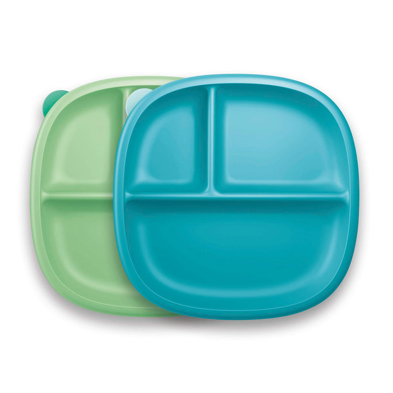 [Australia] - NUK Suction Plates and Lid, Assorted Colors, 2 Pack, 6+ Months, Blue & Green 2 Count (Pack of 1) 