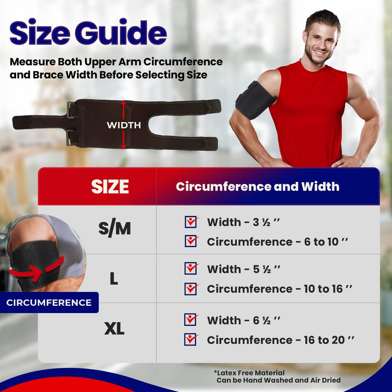 [Australia] - Bicep Tendonitis Brace Compression Sleeve - Triceps & Biceps Muscle Support For Upper Arm Tendonitis Pain Relief Or Bicep Strains (Bicep 11 to 16") L 