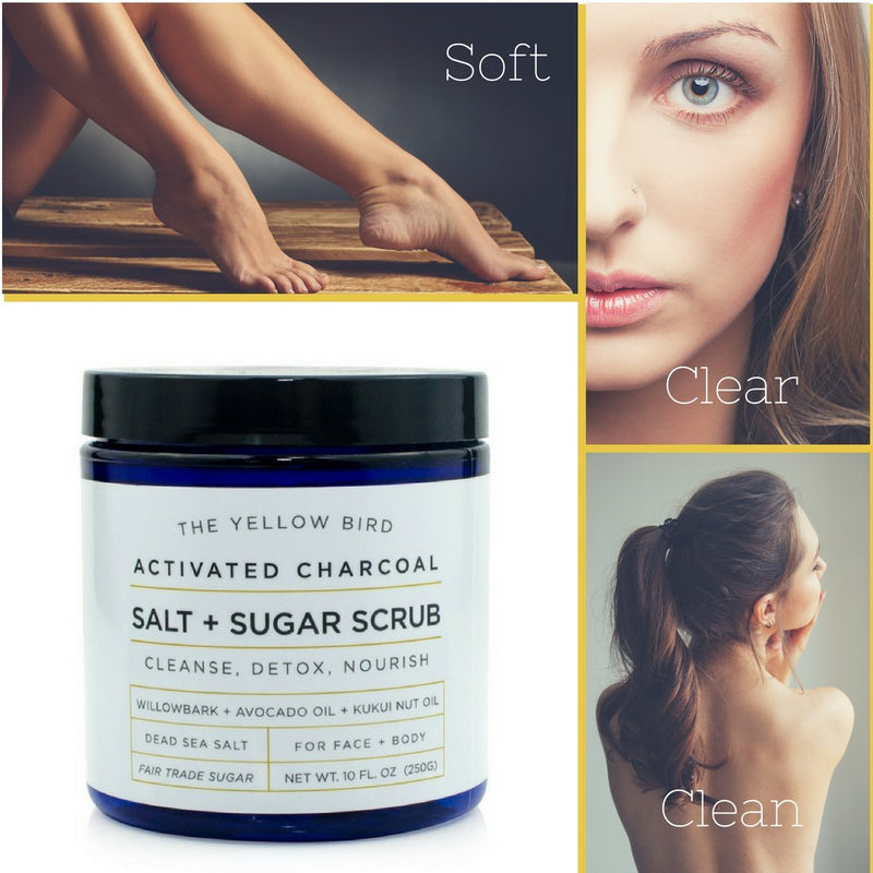 [Australia] - Natural Activated Charcoal Body & Face Scrub. Exfoliating Dead Sea Salt & Sugar Scrub. Deep Cleansing Pore Minimizer. Anti Cellulite, Acne, Blackhead, Scars, Wrinkle Treatment. 