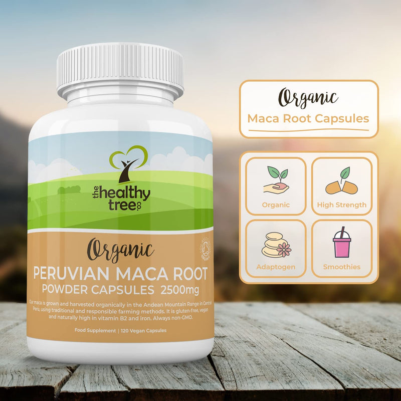 [Australia] - Organic Maca Capsules by TheHealthyTree Company - High Strength 2500mg Extract per Capsule for Men and Women - 120 Vegan Maca Root Powder Tablets 