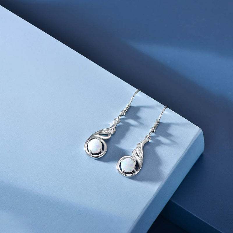 [Australia] - Opal Earrings Sterling Silver Phoenix Drop Earrings Birthstone Jewellery Hypoallergenic Phoenix Gift Birthday Presents for Women … A White Opal 