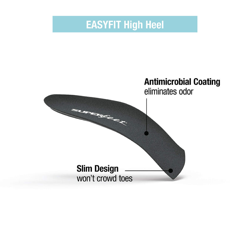 [Australia] - Superfeet EASYFIT HIGH Heel Orthotic Shoe Inserts for High Heel Shoes Insole, Dusk Black 6.5-8 Women 