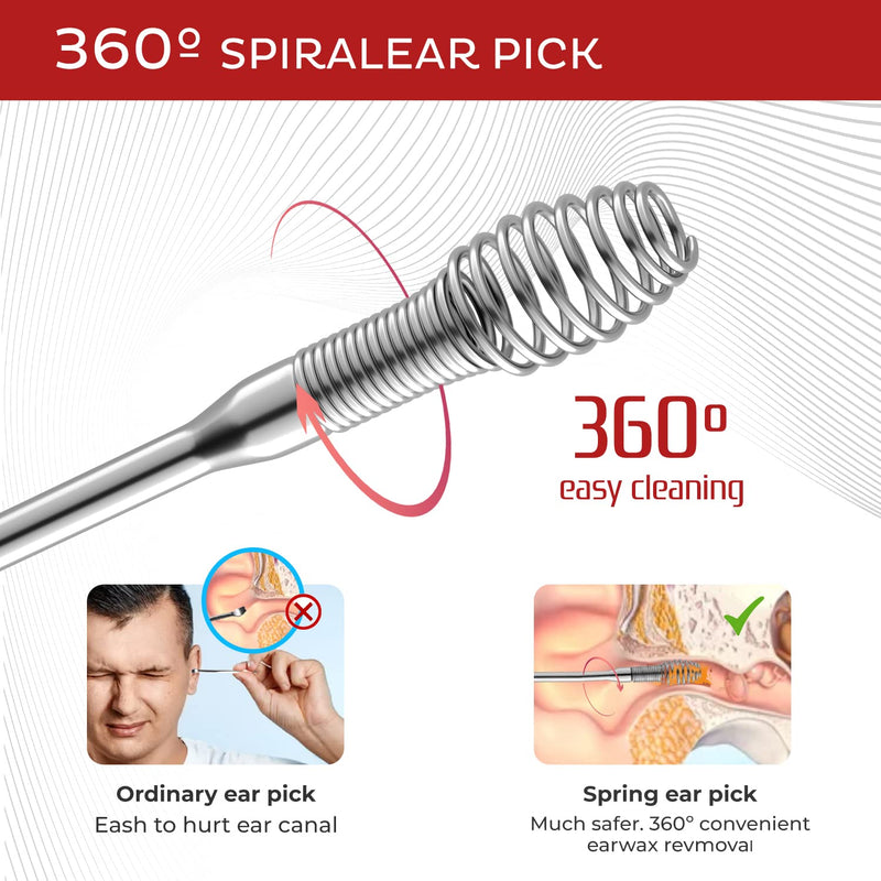 [Australia] - TOTCLEAR Ear Wax Removal Stainless Steel 360° Spiral Ear Care Tools Silver 