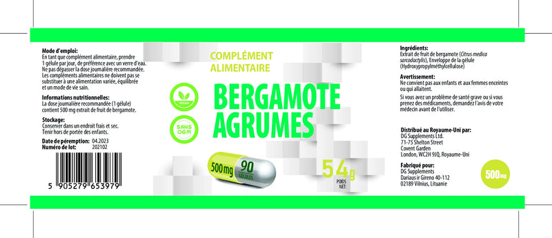 [Australia] - Citrus Bergamot 500mg 90 Vegan Capsules, Certificate of Analysis by AGROLAB Germany, High Strength Supplement, No Fillers or Bulkers, Gluten and GMO Free 