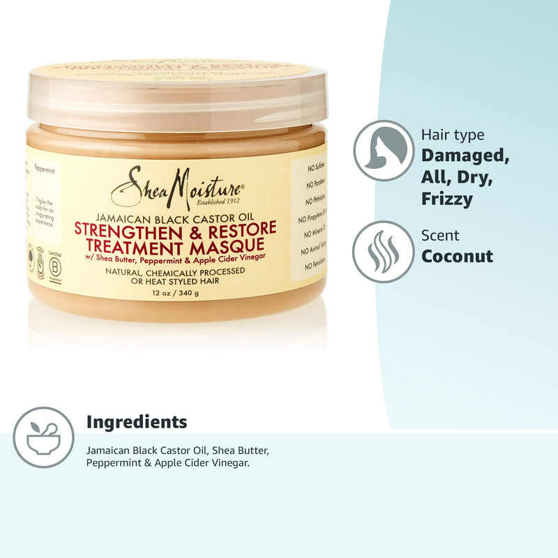 [Australia] - Shea Moisture amaican Black Castor Oil Strengthen Grow and Restore Treatment Masque, 12oz 