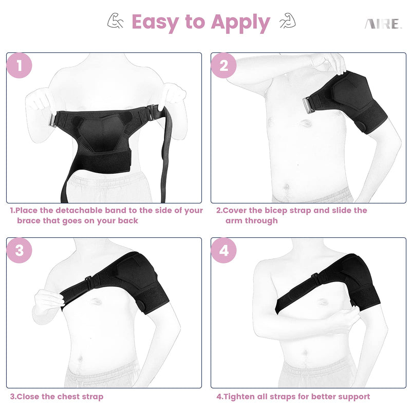 [Australia] - Shoulder Brace for Women and Men Recovery Shoulder. Adjustable Shoulder Support for Rotator Cuff, AC Joint Pain Relief, Shoulder Injuries. Perfect Fit Shoulder Compression Sleeve (One Size Regular) Pink 