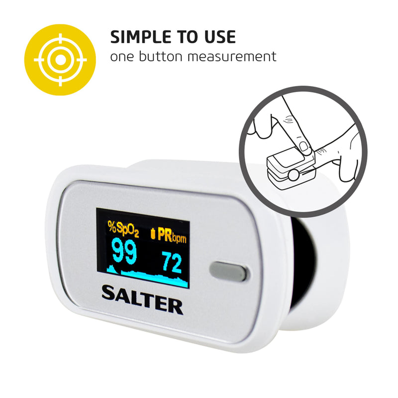 [Australia] - Salter PX-100-EU OxyWatch, Fingertip Pulse Oximeter, Quick Measure, Light and Compact, Portable and Easy to Use, Automatic Power Off, Low Power Consumption, 2 Year Guarantee, 