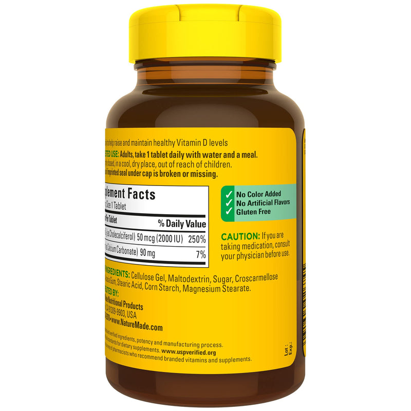 [Australia] - Nature Made Vitamin D3, 220 Tablets, Vitamin D 2000 IU (50 mcg) Helps Support Immune Health, Strong Bones and Teeth, & Muscle Function, 250% of Daily Value for Vitamin D in One Daily Tablet 220 Count (Pack of 1) 