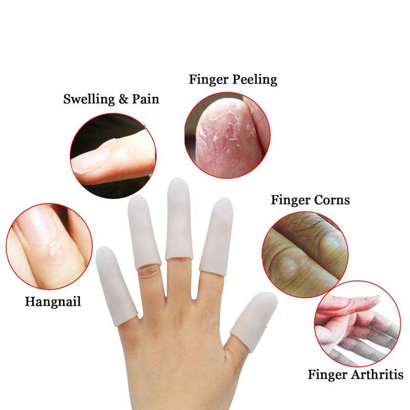[Australia] - 10 Pieces Gel Finger Cots, Finger Protector Support Finger Sleeves Great for Trigger Finger, Hand Eczema, Finger Cracking, Finger Arthritis. (10 Pieces) 