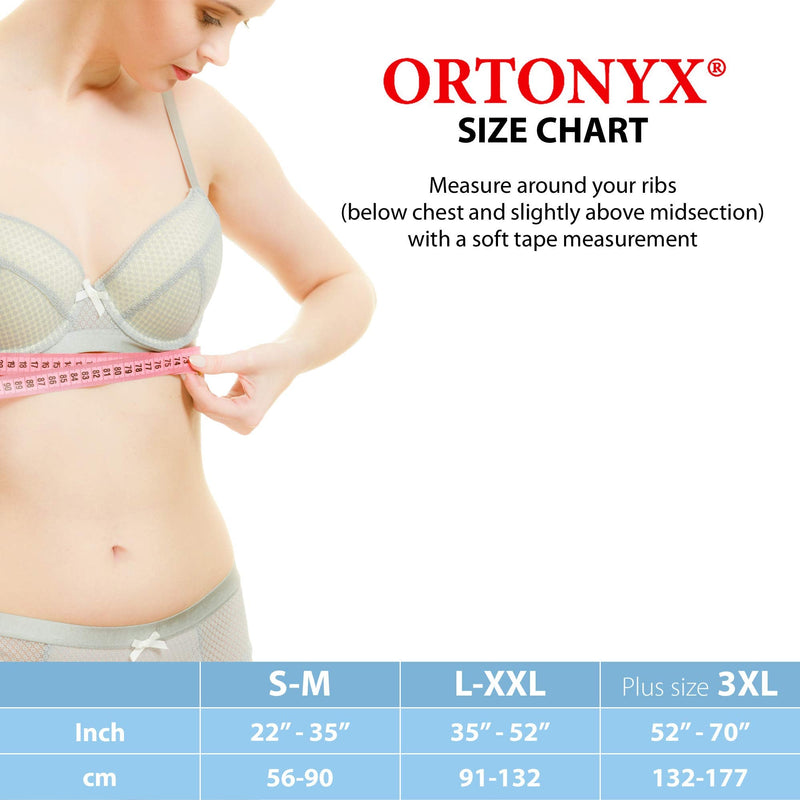 [Australia] - ORTONYX 6.25" Broken Rib Brace Unisex - Elastic Chest Wrap Comppression Support Belt - Rehabilitation of Cracked, Fractured, Dislocated Ribs Post-Surgery Aid S/M Black / ACOX5226-BK-SM S/M (22"-35") 