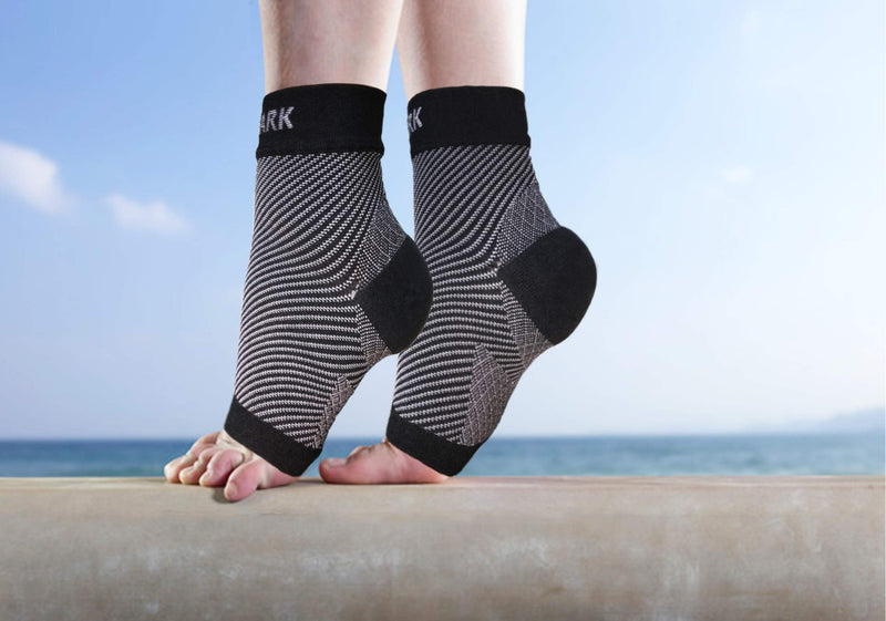 [Australia] - NEWMARK Plantar Fasciitis Socks with Arch Support for Men & Women - Best Ankle Compression Socks Foot Sleeve for Aching Feet & Heel Pain Relief - Better Than Night Splint Brace, Orthotics (1 PAIR) Black S/M (Women 4-7.5 / Men 6.0-8.0) 
