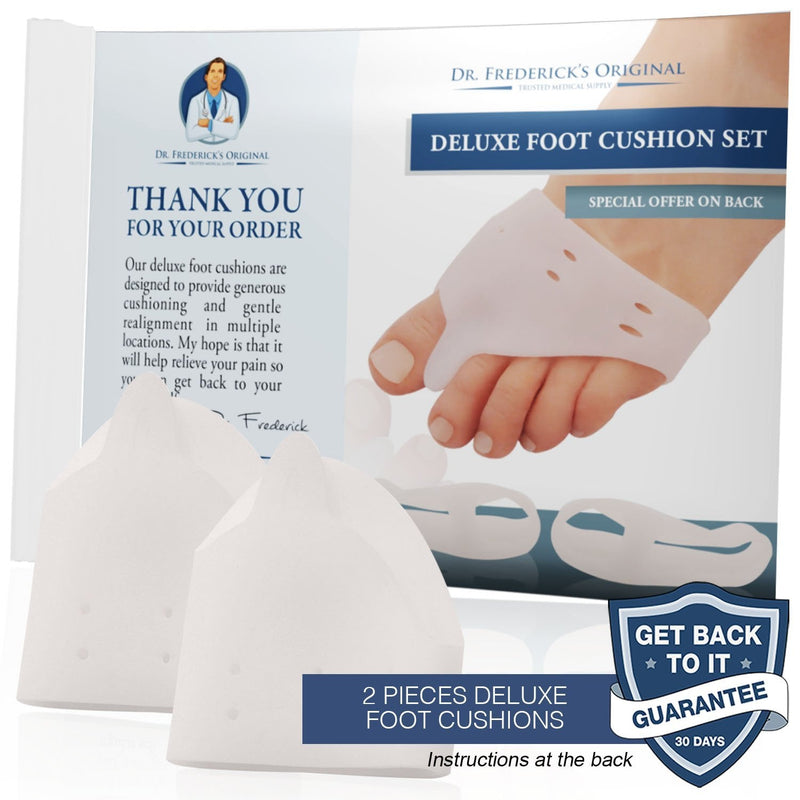 [Australia] - Dr. Frederick's Original Deluxe Ball of Foot Cushions & Bunion Pad - 2 Pieces - Foot Pads to Help Relieve Hallux Valgus, Tailor's Bunion, and Forefoot Pain - Get Back to Your Active Lifestyle 