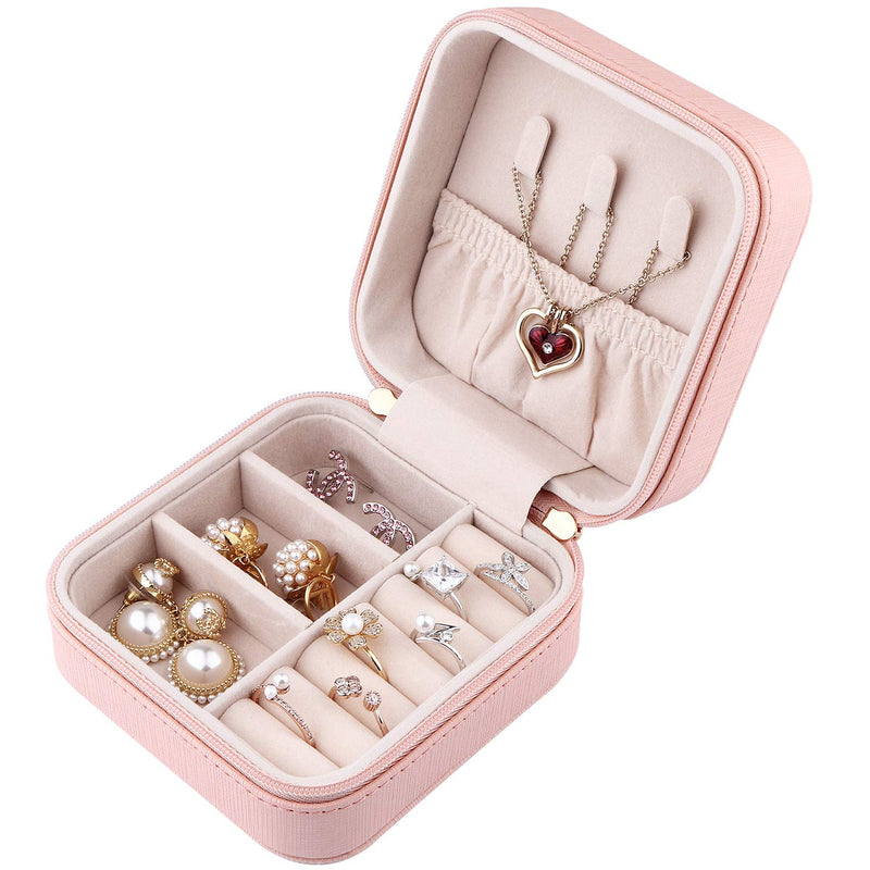 [Australia] - JIDUO Duomiila Small Jewelry Box, Travel Mini Organizer Portable Display Storage Case for Rings Earrings Necklace,Gifts for Girls Women (Pink-1) Pink-1 