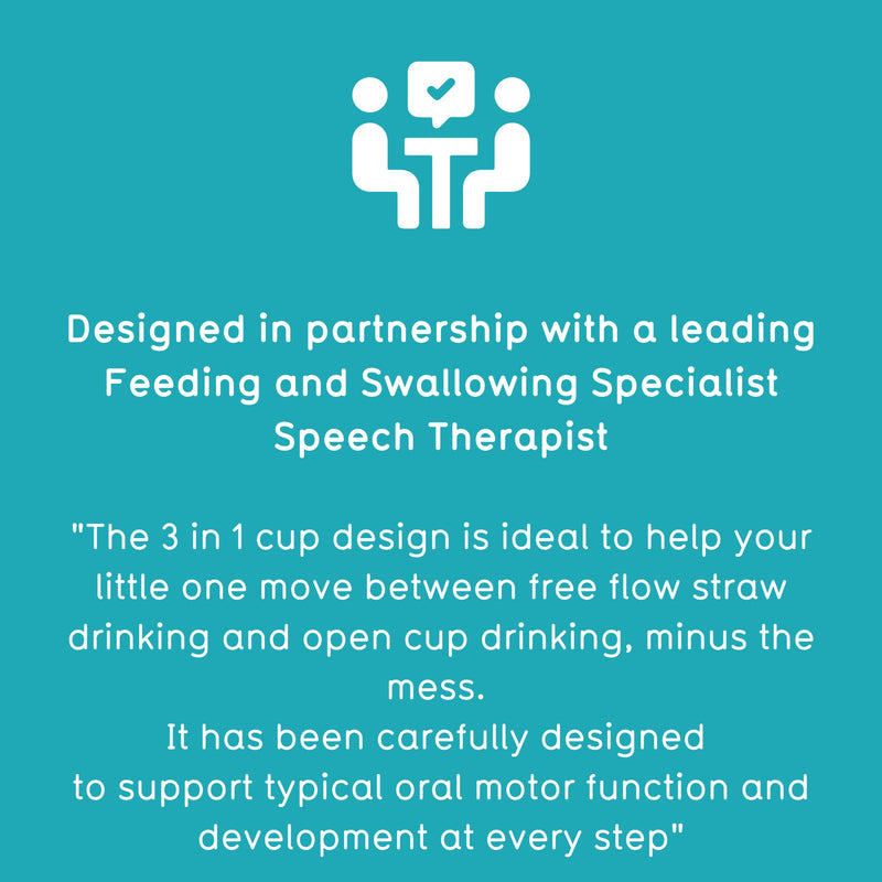 [Australia] - TUM TUM 3 Way Silicone Baby Training Cup, Designed with Feeding & Speech Therapist, Free Flow Baby Straw Cup, Sippy Cup Toddler Cup, Silicone Free Flow Baby Cup, 6 Months Plus, 180ml, Blue 
