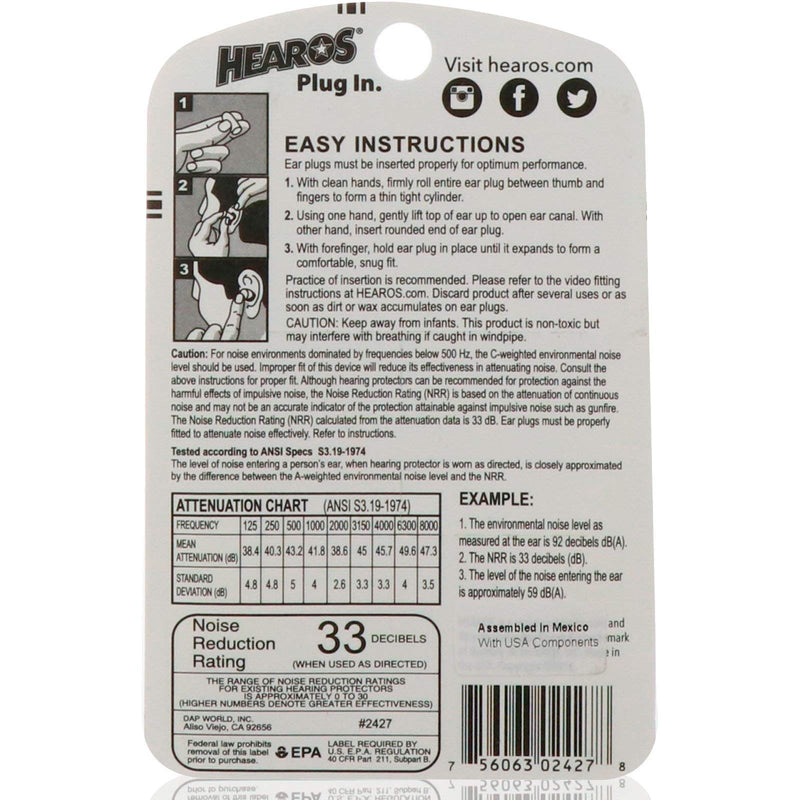 [Australia] - HEAROS Xtreme Ear plugs - Best In Class Noise Cancelling Disposable Foam Earplugs With NRR 33 Hearing Protection, 14 pairs 14 Pair (Pack of 1) 