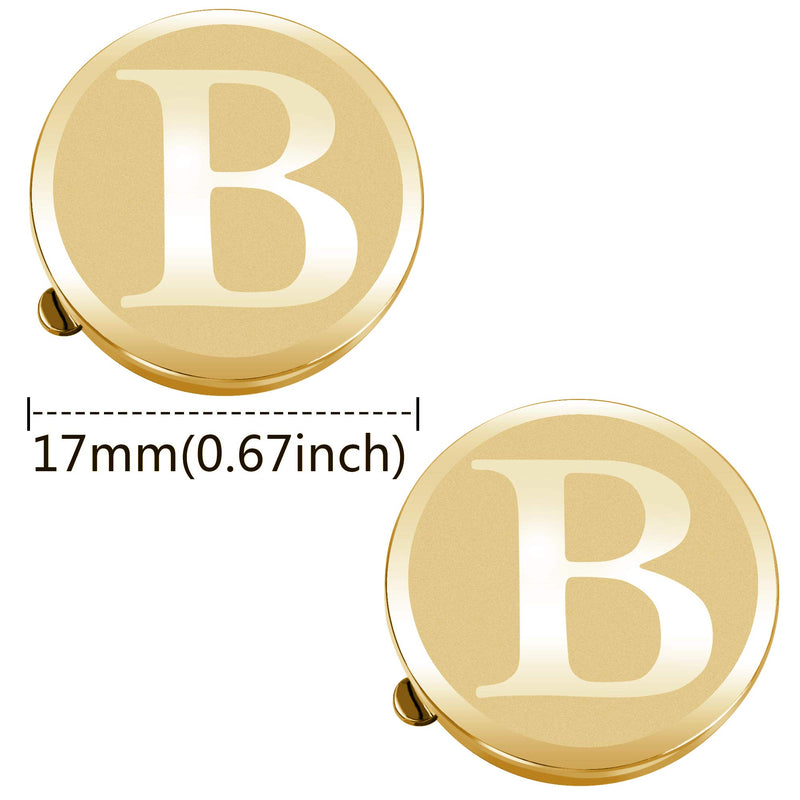 [Australia] - HAWSON Letter Button Cover Cufflinks for Men Initial and Impressing Alphabet A-Z - Best Choice for Weddling Gift Gold B 