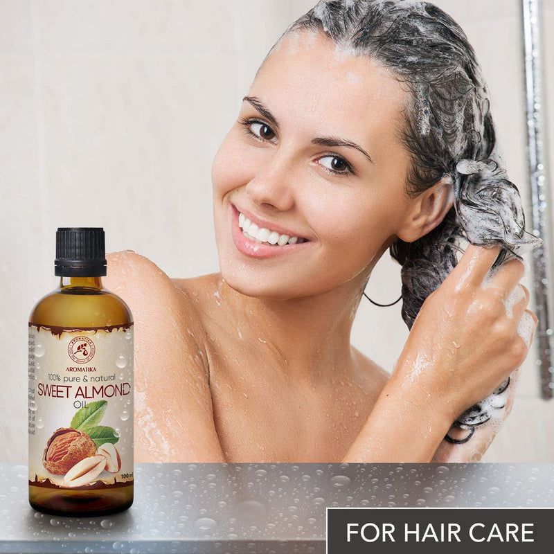 [Australia] - Sweet Almond Oil 100ml - Cold Pressed & Unrefined - 100% Natural - Prunus Amygdalus Dulcis Oil - Italy - Best Care Oil for Skin - Hair - Body - Personal Care - Glass Bottle 