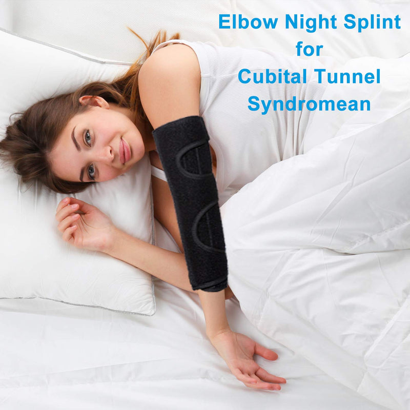 [Australia] - Elbow Brace Support Splint for Cubital Tunnel Syndrome, Arthritis Pain Relief, Immobilizer Stabilizer Extension Brace for Sleeping at night, Fits Woman, Man Medium (Pack of 1) 