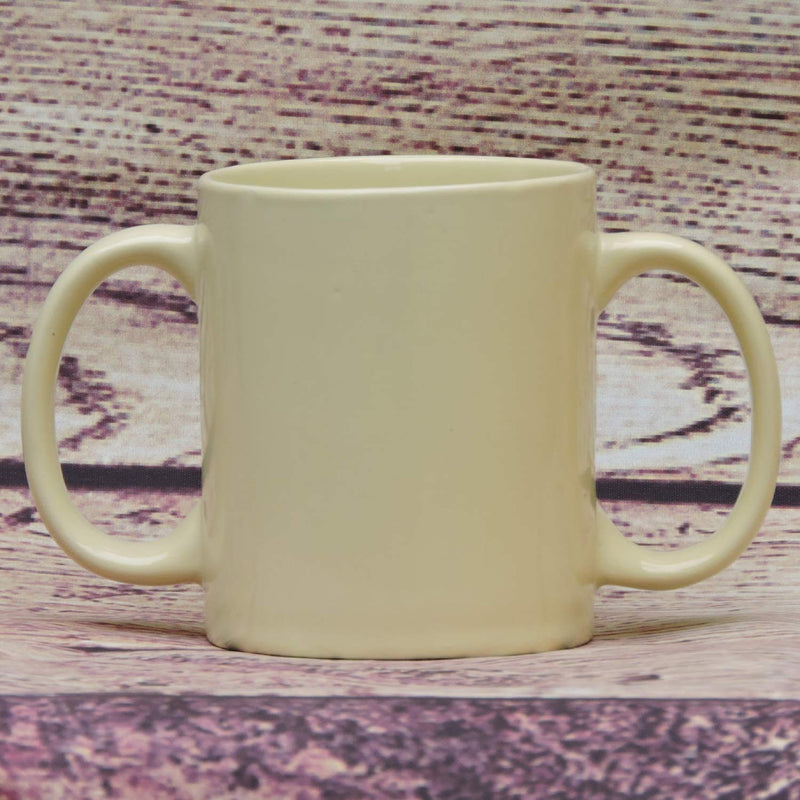 [Australia] - Dual Handle Mug | Two Handled Ceramic Drinking Mug for Secure Hold | 11.83 Fl. Oz. (350 Ml) - Yellow Color 