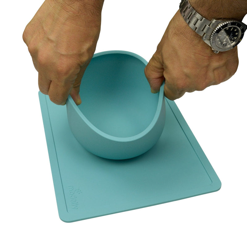 [Australia] - Modaliv Scoop Bowl with Silicone Placemat Suction Base (35oz/1000ml) - Anti-Slip and Spill Mat and Bowl - Food Grade Silicone - Dishwasher and Microwave Safe 
