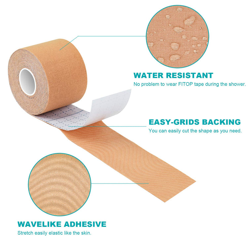 [Australia] - FITOP Uncut Kinesiology Tape 4 Sports Tape (Pink, Blue, Black, Beige) 